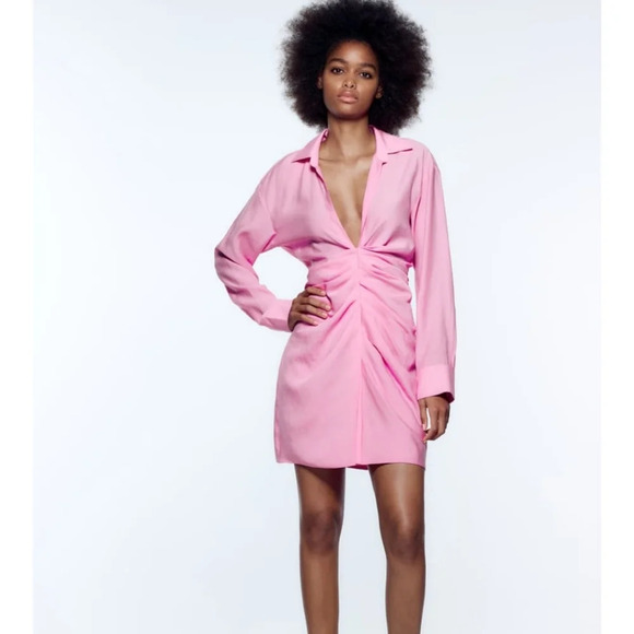 Zara Pink Draped Dress NWT - Picture 1 of 13